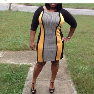 Contoured black and gold dress